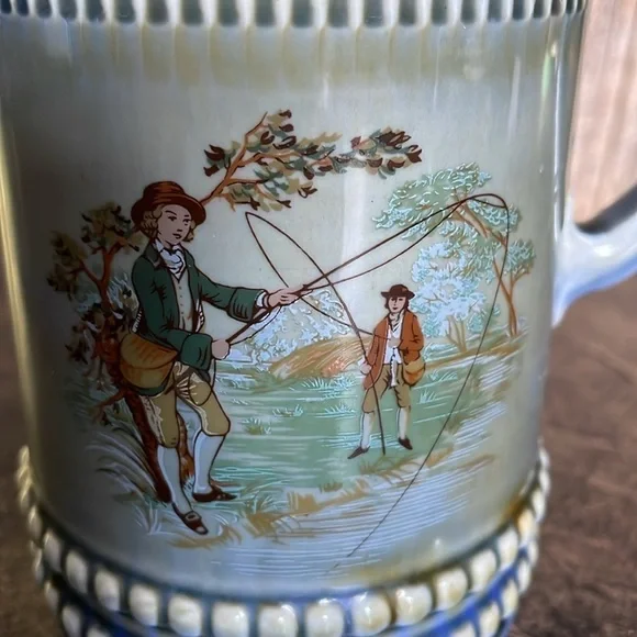 WADE | Irish Porcelain Tall Fly Fishing Scene Beer Stein Mug | Made in Ireland - Picture 5 of 7